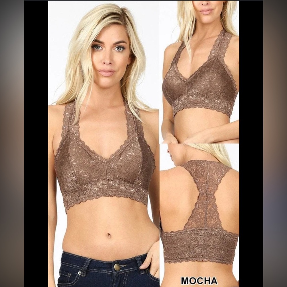 NWOT 1X Zenana Lace Bralette in Mocha Brown